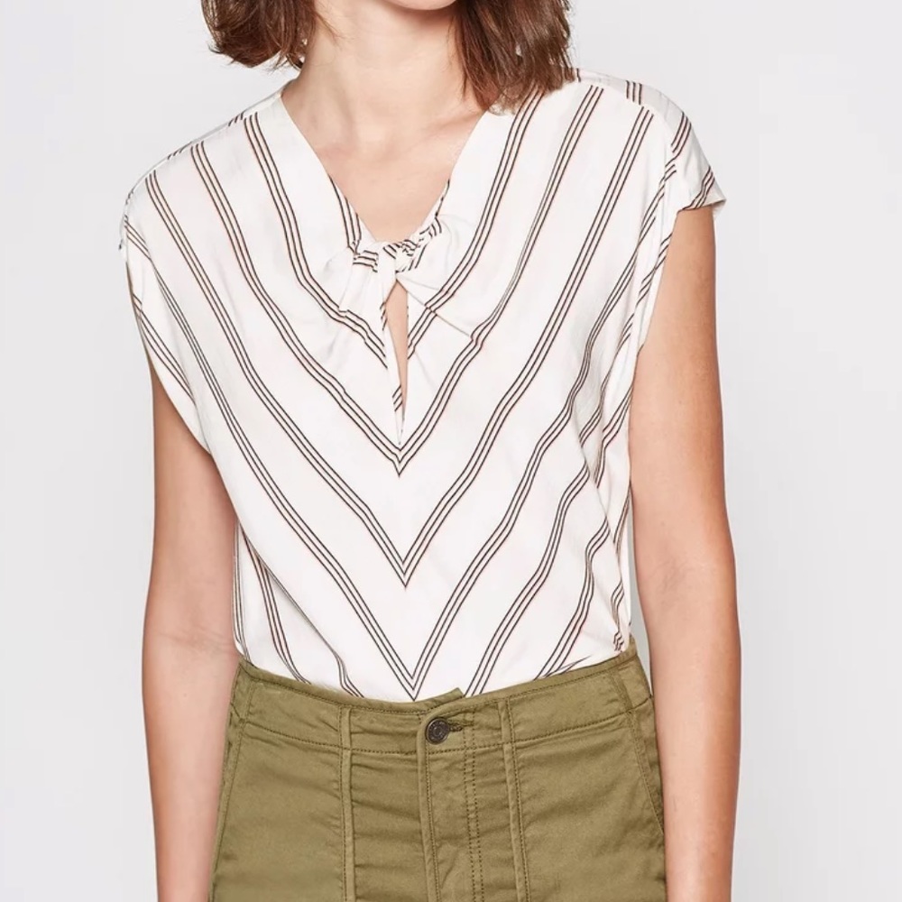 NWT Joie Carsen Top Chevron Stripe Key Hole Sz XS